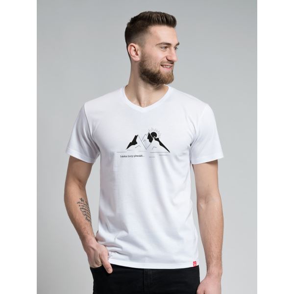 Pánské bavlněné tričko CityZen - Láska hory přenáší bílá