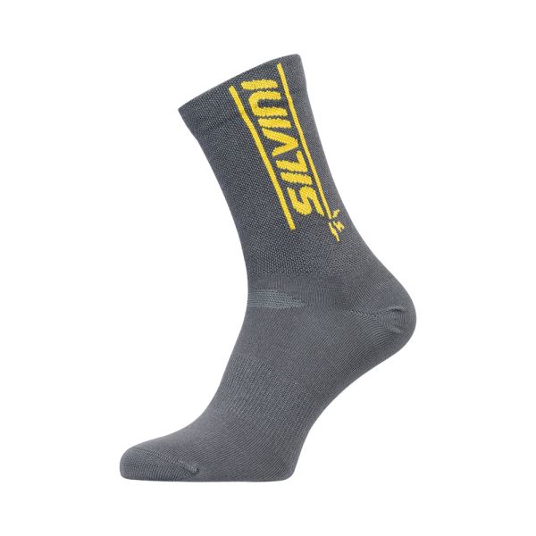 Unisex bikové ponožky Silvini Avella tmavě šedá/žlutá