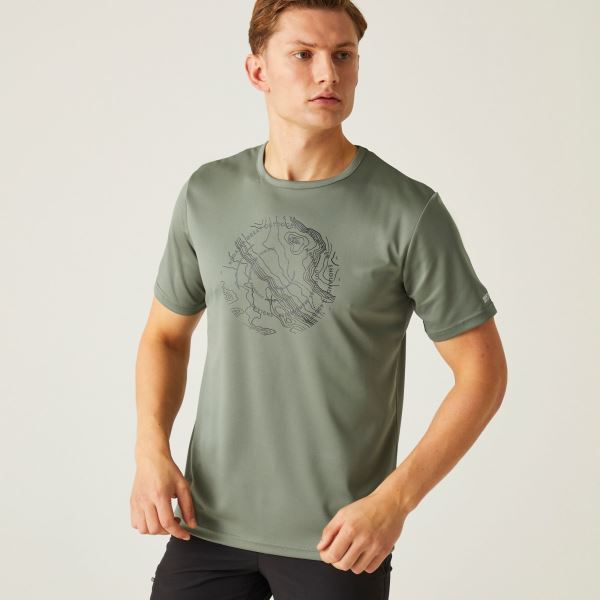 Pánské funkční tričko Regatta FINGAL VIII zelenošedá