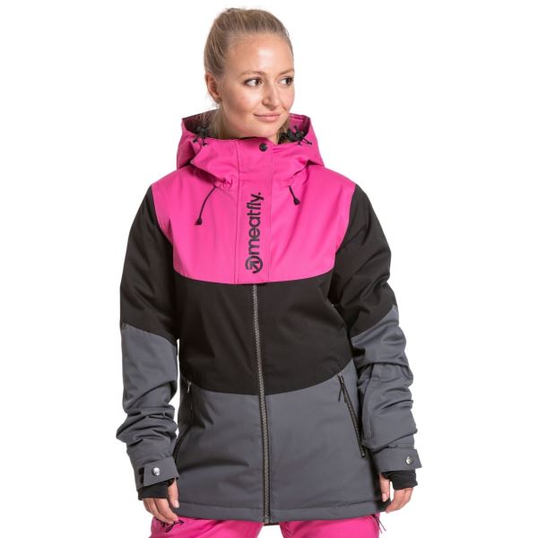 Dámská bunda Meatfly SNB & SKI Kirsten Premium černá/růžová