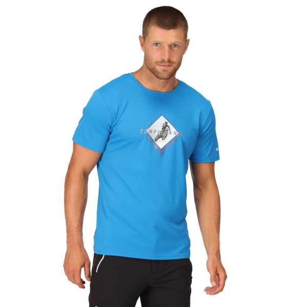 Pánské funkční tričko Regatta FINGAL SLOGAN II modrá